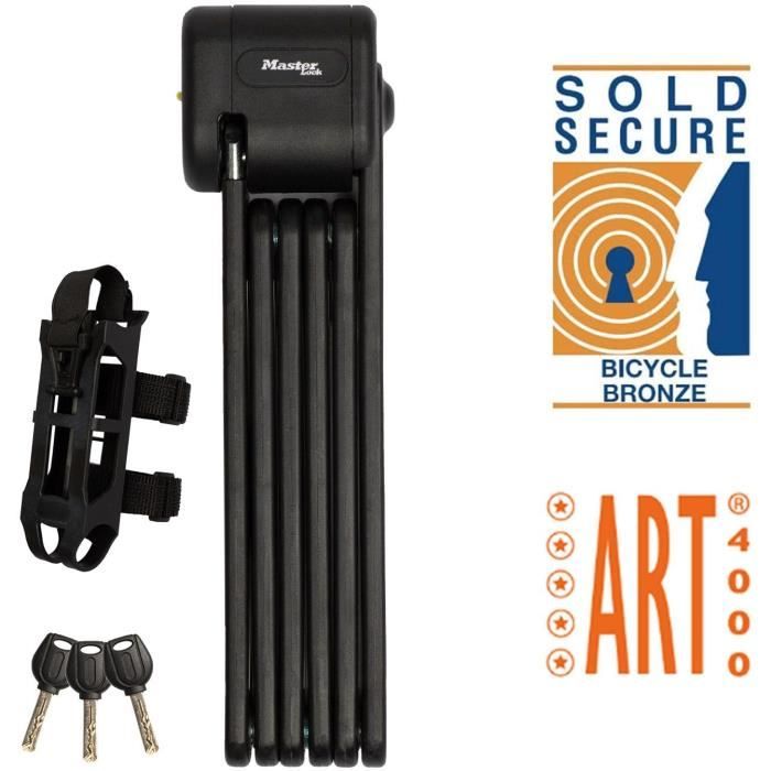 Antifurto bici pieghevole - MASTER LOCK - 8333EURDPRO - Acciaio temprato, 3 chiavi, certificato, supporto incluso