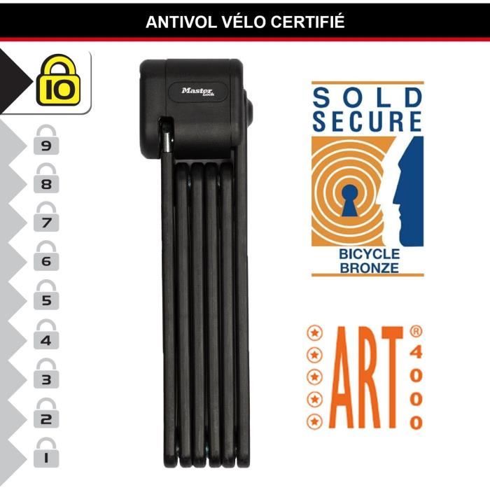 Antifurto bici pieghevole - MASTER LOCK - 8333EURDPRO - Acciaio temprato, 3 chiavi, certificato, supporto incluso
