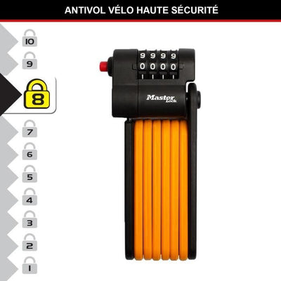 Lucchetto per bici codificato - MASTER LOCK - 8336EURDPRO - Acciaio temprato, combinazione programmabile, supporto incluso