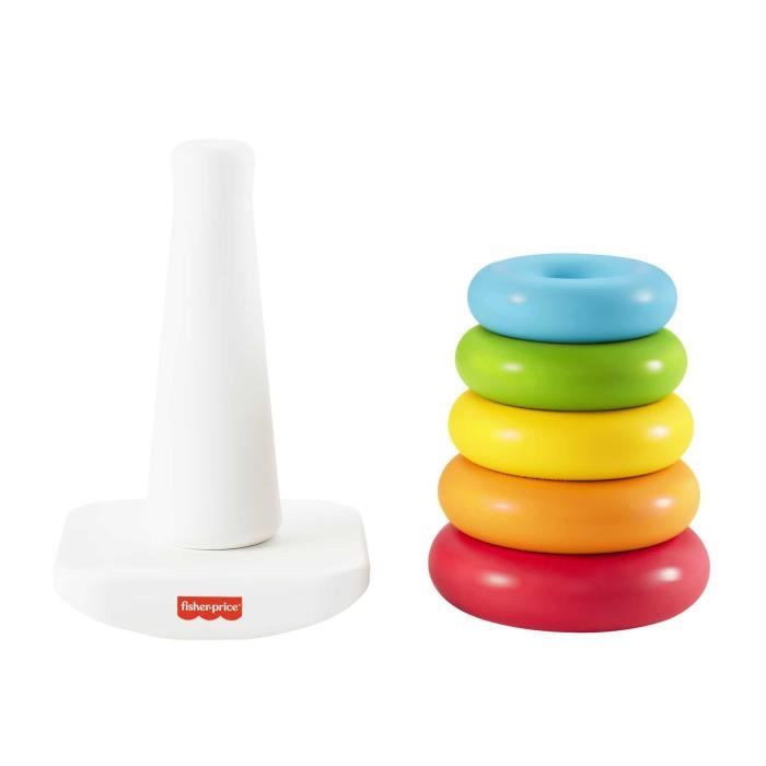 Anelli impilabili classici a piramide arcobaleno Fisher-Price in materiali a base vegetale - Giocattolo per l&