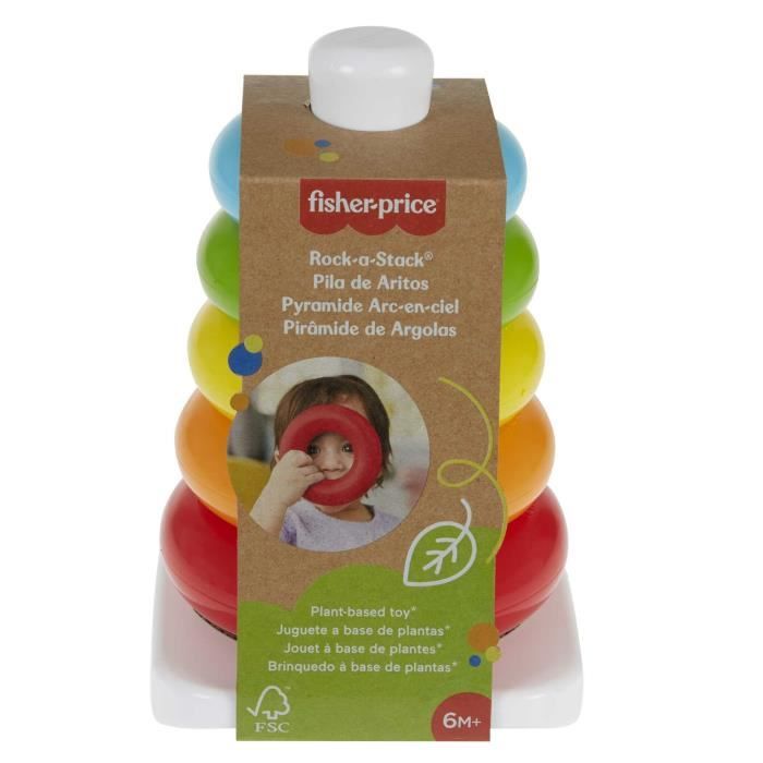 Anelli impilabili classici a piramide arcobaleno Fisher-Price in materiali a base vegetale - Giocattolo per l&