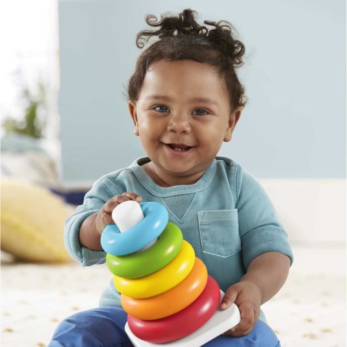 Anelli impilabili classici a piramide arcobaleno Fisher-Price in materiali a base vegetale - Giocattolo per l&