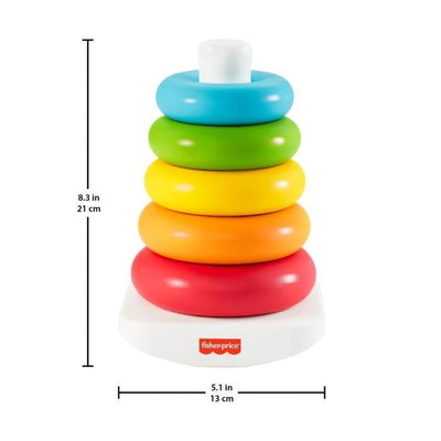 Anelli impilabili classici a piramide arcobaleno Fisher-Price in materiali a base vegetale - Giocattolo per l'apprendimento precoce - A partire dai 6 mesi