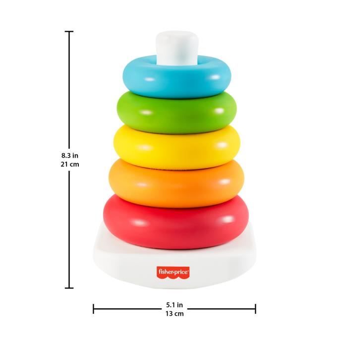 Anelli impilabili classici a piramide arcobaleno Fisher-Price in materiali a base vegetale - Giocattolo per l&