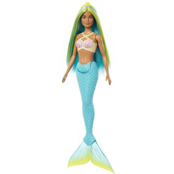 Barbie - Bambole sirena con capelli colorati, pinna e fascia per capelli