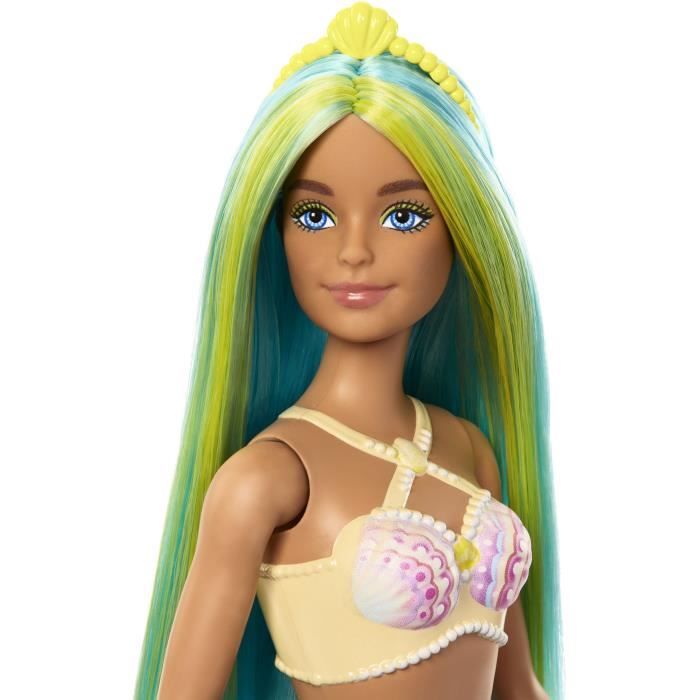 Barbie - Bambole sirena con capelli colorati, pinna e fascia per capelli