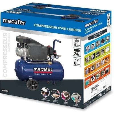 Compressore - MECAFER - 425793 - Blu - 24 L - 2HP - 8 bar