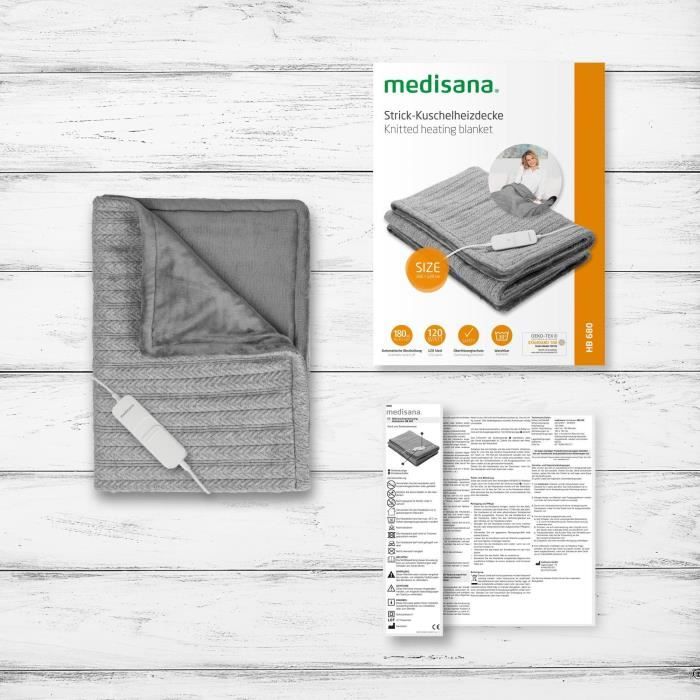 Coperta termica reversibile in rete - MEDISANA - HB 680 - Riscaldamento rapido 120 W - Spegnimento automatico