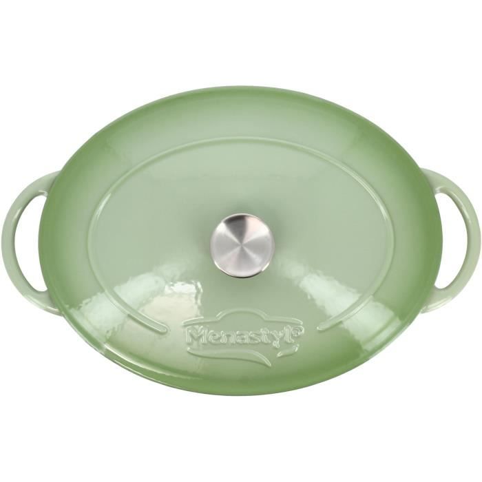 Casseruola - MENASTYL - 6020072 - Rotonda - Ghisa smaltata - Verde - 6,5 litri