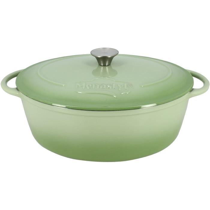 Casseruola - MENASTYL - 6020072 - Rotonda - Ghisa smaltata - Verde - 6,5 litri