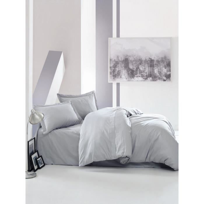 Completo letto - 1 copripiumino 220 x 240 cm + 2 federe 60 x 60 cm - 100% raso di cotone - Grigio