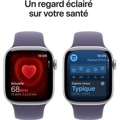 Apple Watch Series 11 GPS - 42 mm - Cassa in alluminio argento - Cinturino Sport viola nebbia - S/M