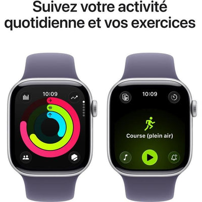 Apple Watch Series 11 GPS - 42 mm - Cassa in alluminio argento - Cinturino Sport viola nebbia - S/M