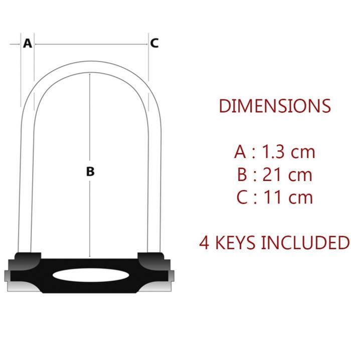 MASTER LOCK U Lucchetto per bici [Con chiave] [Portabici universale] [Lucchetto certificato] [Rosso] 8195EURDPROCOLR