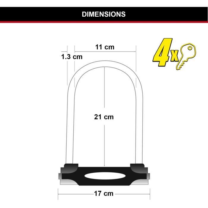 Lucchetto per bici U - MASTER LOCK - 8195EURDPROCOLWR - Acciaio temprato, chiave, rosso