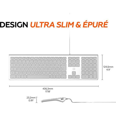 MOBILITY LAB ML304304 - Tastiera cablata Touch Design con 2 USB per Mac - AZERTY - Bianca e argento