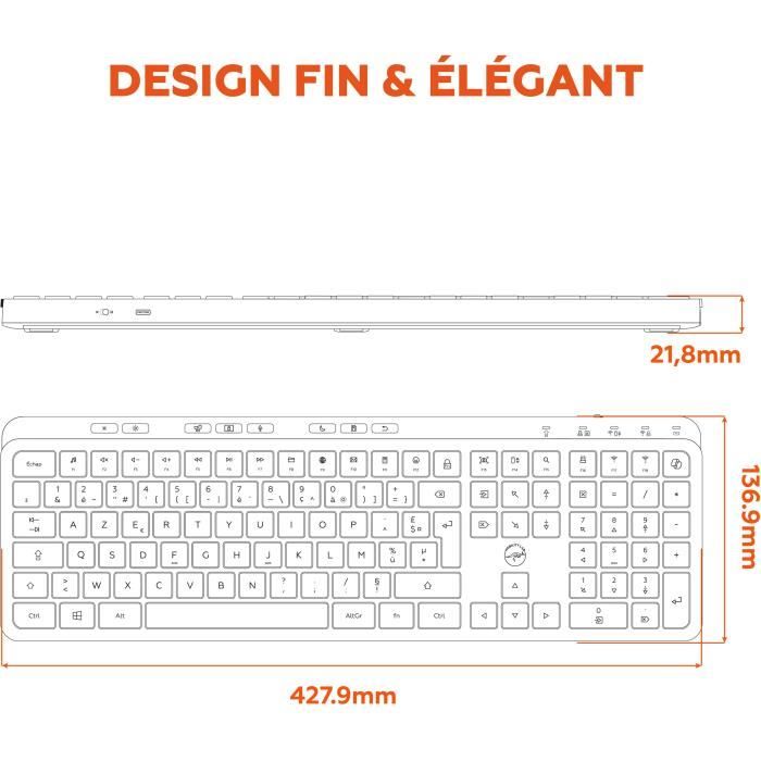 Tastiera wireless - Tasti piatti - MOBILITY LAB - KP450W - AZERTY - FR - Multi-connessioni - Nero