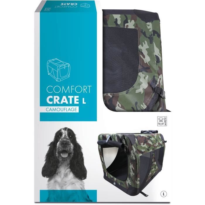 Box di trasporto - M PETS - COMFORT CRATE L - Mimetico - Pieghevole - Struttura in metallo - Griglie di ventilazione