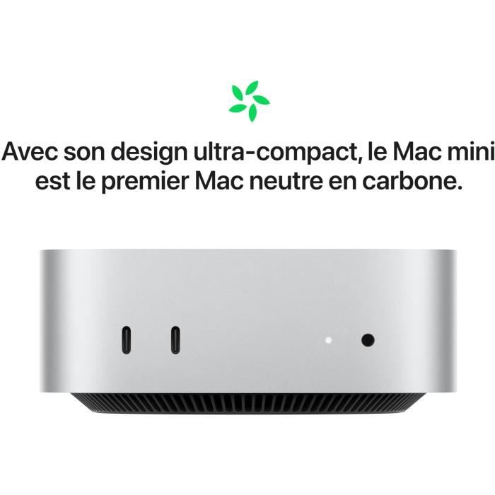 Apple - Mac mini (2024) Chip Apple M4 - 16 GB di RAM - 512 GB di spazio di archiviazione SSD - CPU a 10 core GPU a 10 core - Argento