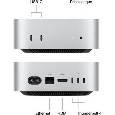 Apple - Mac mini (2024) Chip Apple M4 - 16 GB di RAM - 512 GB di spazio di archiviazione SSD - CPU a 10 core GPU a 10 core - Argento