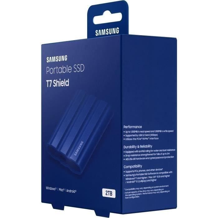 Unità a stato solido esterna - SAMSUNG - T7 Shield - 2 TB - USB 3.2 Gen 2 (connettore USB-C) (MU-PE2T0R/EU)