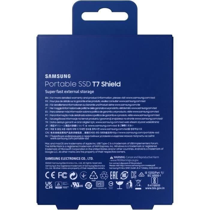 Unità a stato solido esterna - SAMSUNG - T7 Shield - 2 TB - USB 3.2 Gen 2 (connettore USB-C) (MU-PE2T0R/EU)