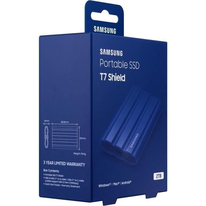 Unità a stato solido esterna - SAMSUNG - T7 Shield - 2 TB - USB 3.2 Gen 2 (connettore USB-C) (MU-PE2T0R/EU)