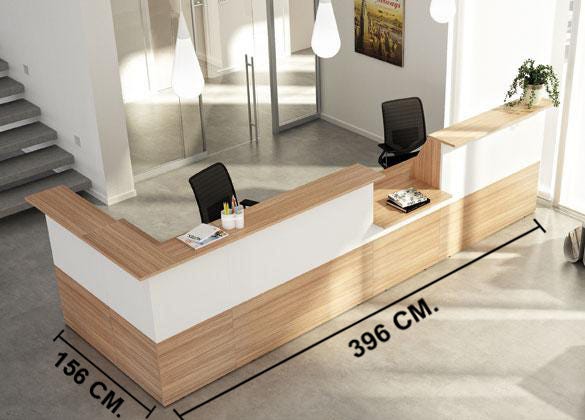 Composizione reception in melaminico ad angolo per ufficio cm. 396x156x117h