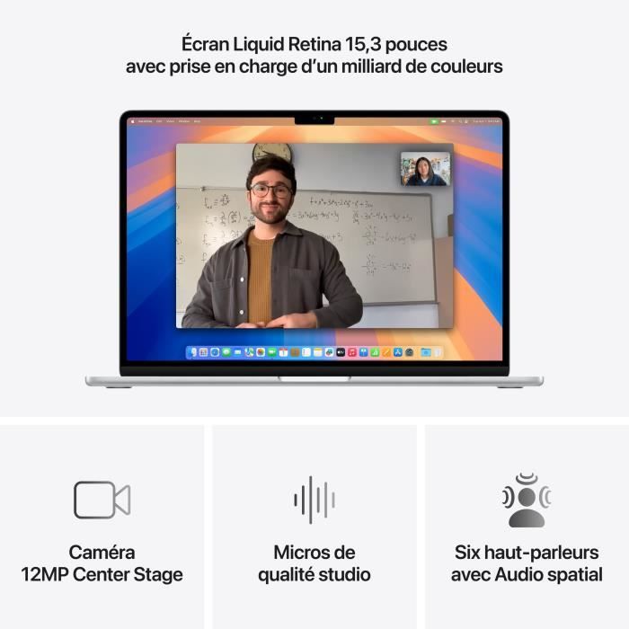 Apple - MacBook Air M4 (2025) da 15,3 pollici - 16 GB di RAM - 256 GB di spazio di archiviazione - CPU a 10 core - GPU a 10 core - Argento