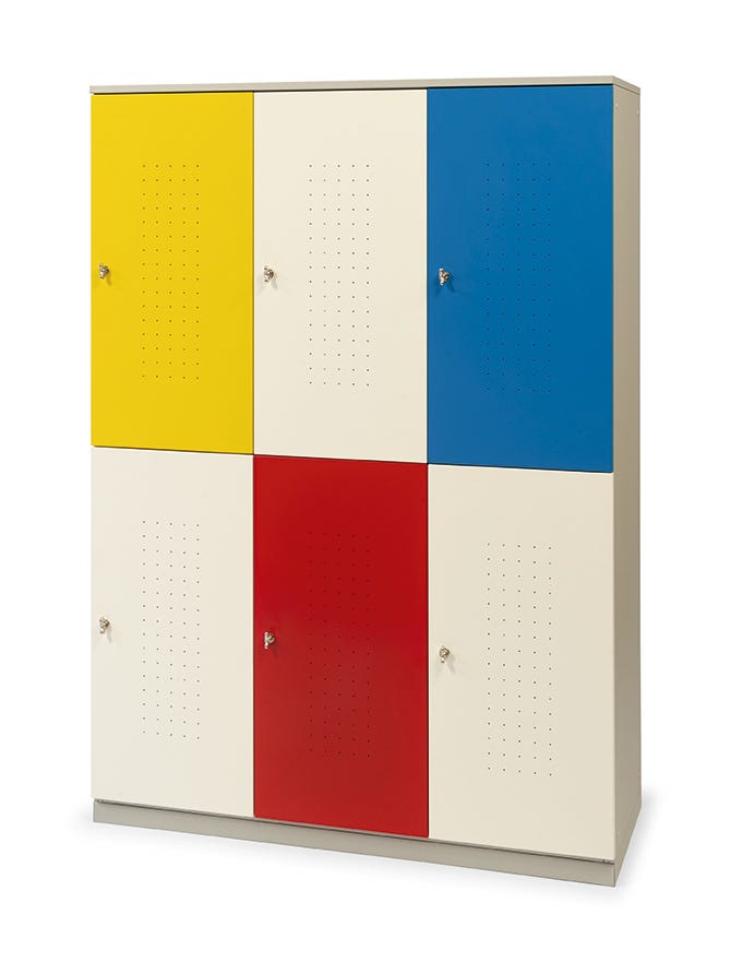 Armadio casellario in metallo verniciato a 6 vani cm. 120x47x176h