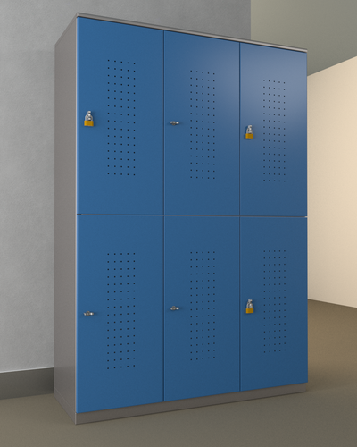 Armadio casellario in metallo verniciato a 6 vani cm. 120x47x176h