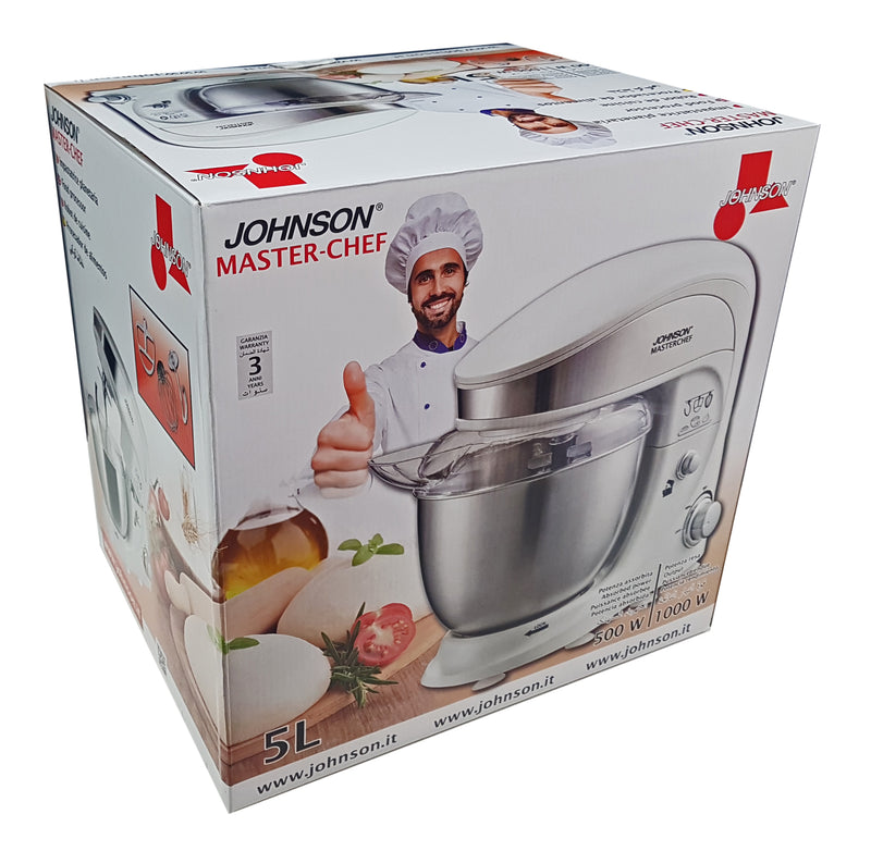 Impastatrice Planetaria Master-chef 1000W Ciotola Metallo 5L Sicurezza Automatica