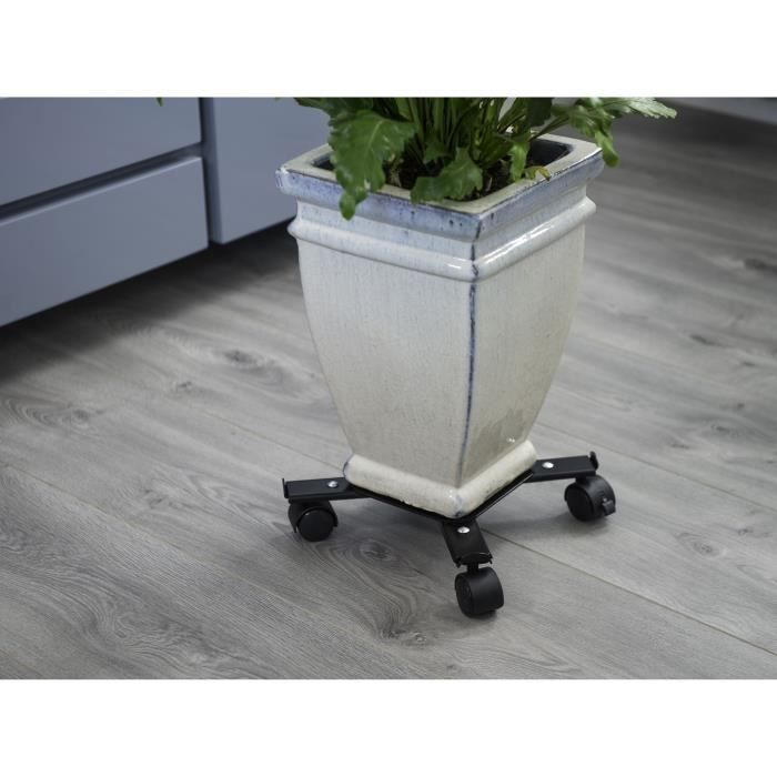 Mensola a rullo NATURE per piante allungabili - Metallo nero - H6 x 34/51 x 34/51 cm