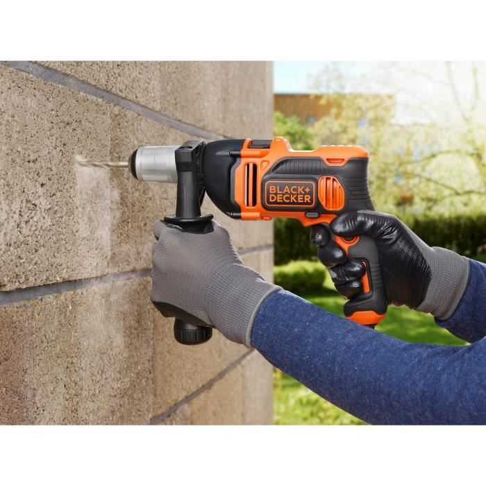 BLACK + DECKER BEH850-QS Trapano a percussione a filo - 850W - 54.400 cps/min - Guida di profondità - Impugnatura laterale