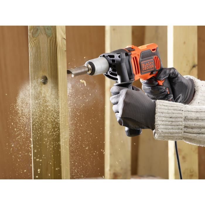 BLACK + DECKER BEH850-QS Trapano a percussione a filo - 850W - 54.400 cps/min - Guida di profondità - Impugnatura laterale