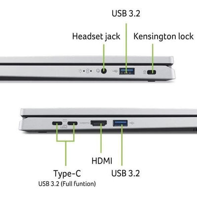 ACER Aspire AG14-22P-R5VY - PC portatile - Windows 11 - 14'' WUXGA IPS - AMD Ryzen 5-7520U - RAM 16 GB - SSD 512 GB - Scheda grafica Radeon - AZERTY