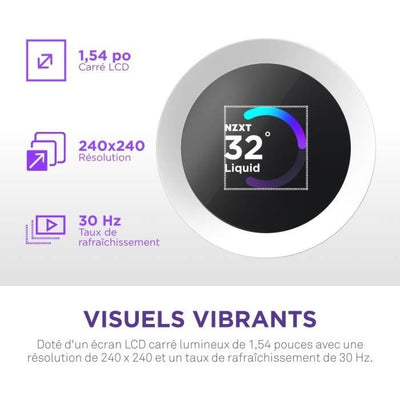 Refrigeración líquida - NZXT - RL-KR240-W2 - Kraken Plus 240 RGB - Pantalla personalizable de 1,54" y ventiladores RGB - Blanco