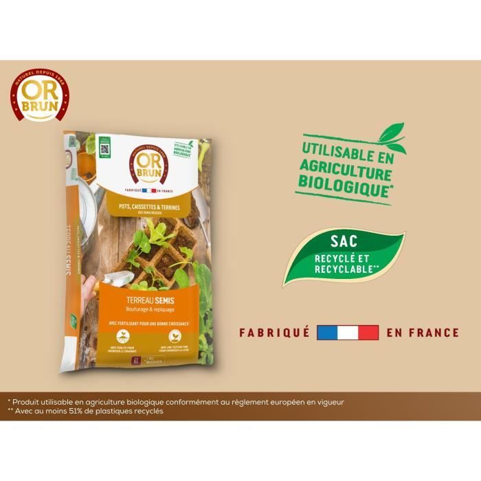 Terriccio per semi - BROWN GOLD - OBRTSEM6U - 6L - Migliora il drenaggio - Ottima ritenzione idrica