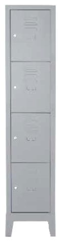 Armadio casellario in metallo verniciato grigio a 4 vani cm. 35x38/50x180h