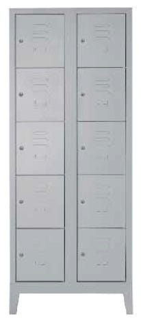 Armadio casellario in metallo verniciato a 10 vani cm. 66x38/50x180h