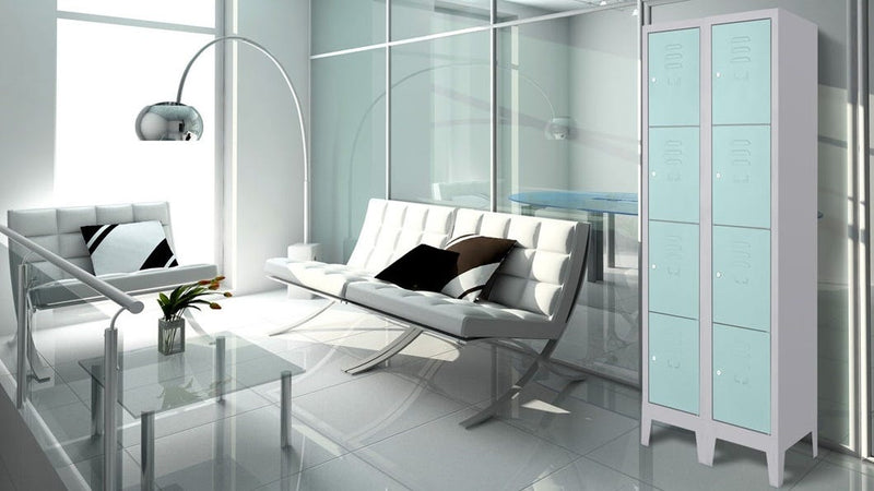 Armadio casellario in metallo verniciato a 10 vani cm. 66x38/50x180h