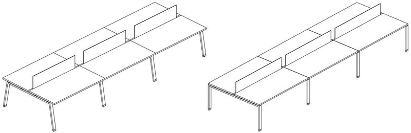 Composizione tripla per ufficio con screen dritti cm. 360/480/540x163x73,4h
