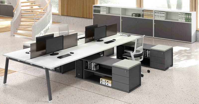 Composizione tripla per ufficio con screen dritti cm. 360/480/540x163x73,4h