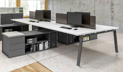 Composizione tripla per ufficio con screen dritti cm. 360/480/540x163x73,4h