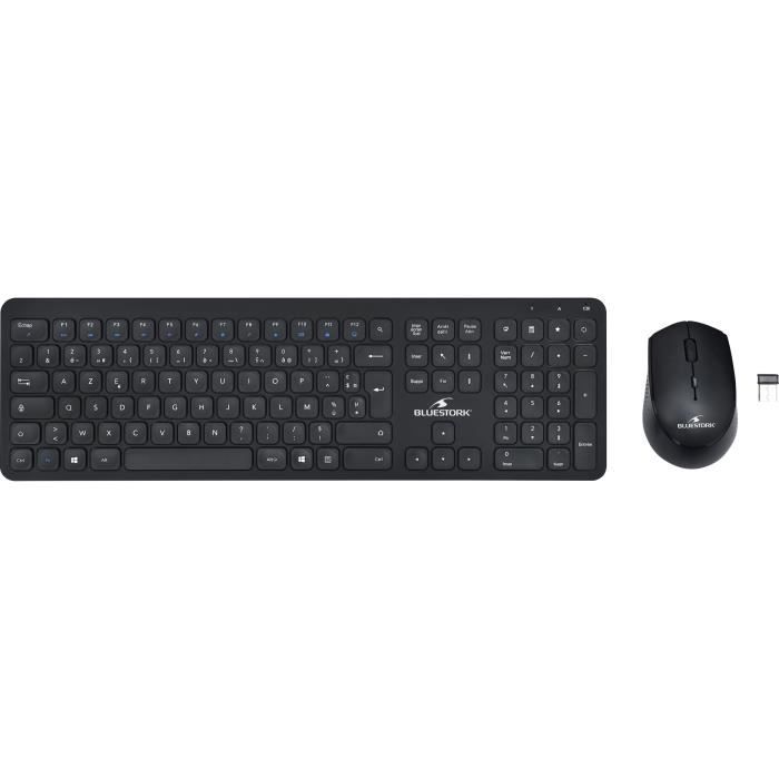 Pacchetto mouse tastiera nera wireless SLIM