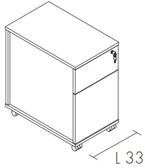 Cassettiera con 1 cassetto ed 1 classificatore su ruote cm. 33/45x58x55h