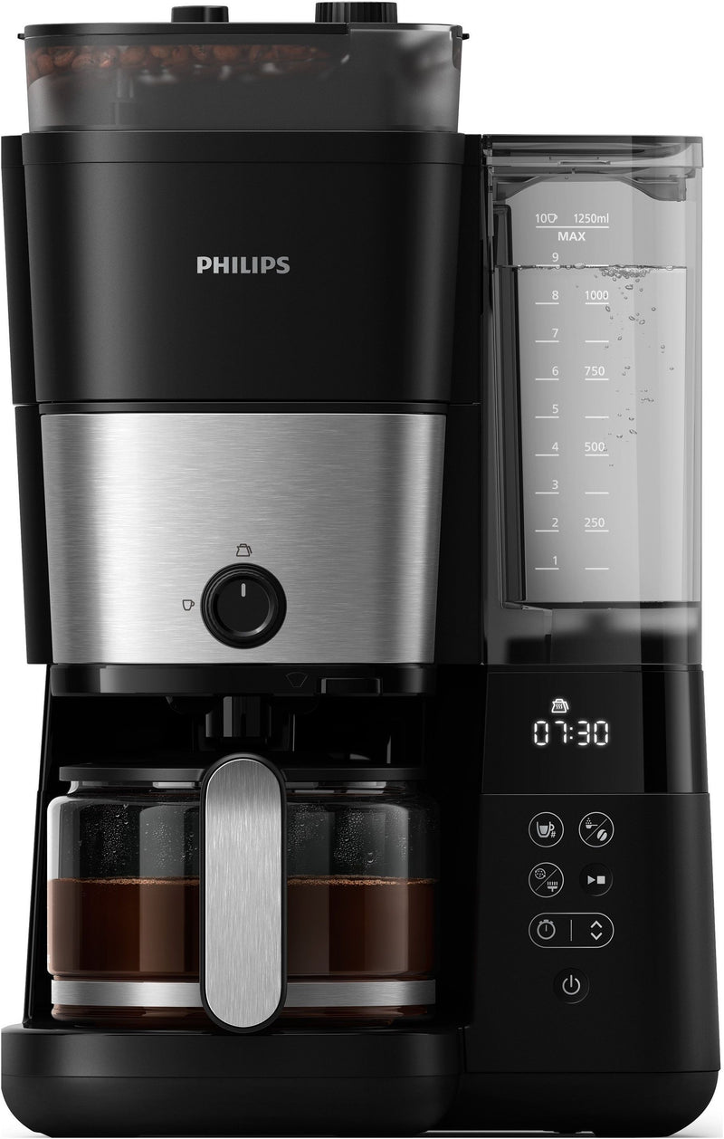 Caffettiera a filtro con macinacaffè integrato - PHILIPS - HD7888/01 - Fino a 10 tazze - 1,25 L - Nero / Argento
