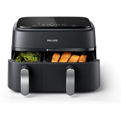 AirFryer - PHILIPS - NA351/00 - Acciaio inossidabile - 9,0 L - Doppia vasca - 38,25 x 44,39 x 31,42 cm
