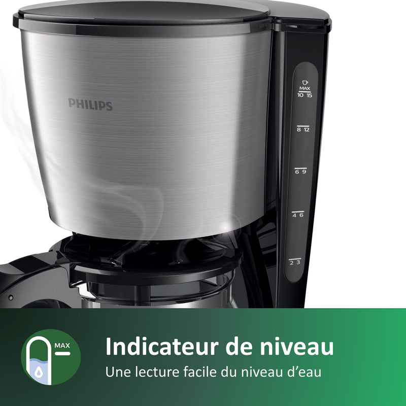 Caffettiera a filtro PHILIPS Daily HD7462 / 20 - Nera e acciaio inox