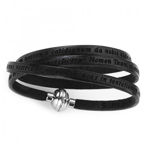 Bracciale AMEN 60 cm Pelle Nero PADRE NOSTRO Latino PNLA02-60